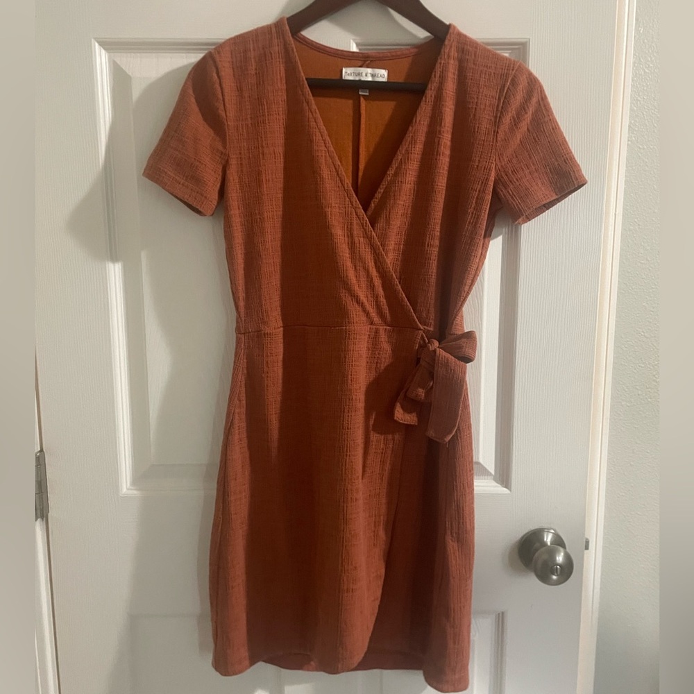 Madewell Texture & Thread Terracotta Wrap Mini Dress Size XS